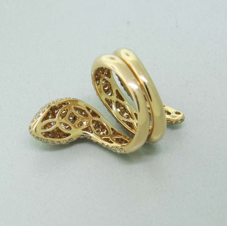 Women's Modern Gold Fancy Diamond Ruby Snake Ring