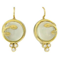 Temple St. Clair Vine Moonstone Diamond Gold Earrings