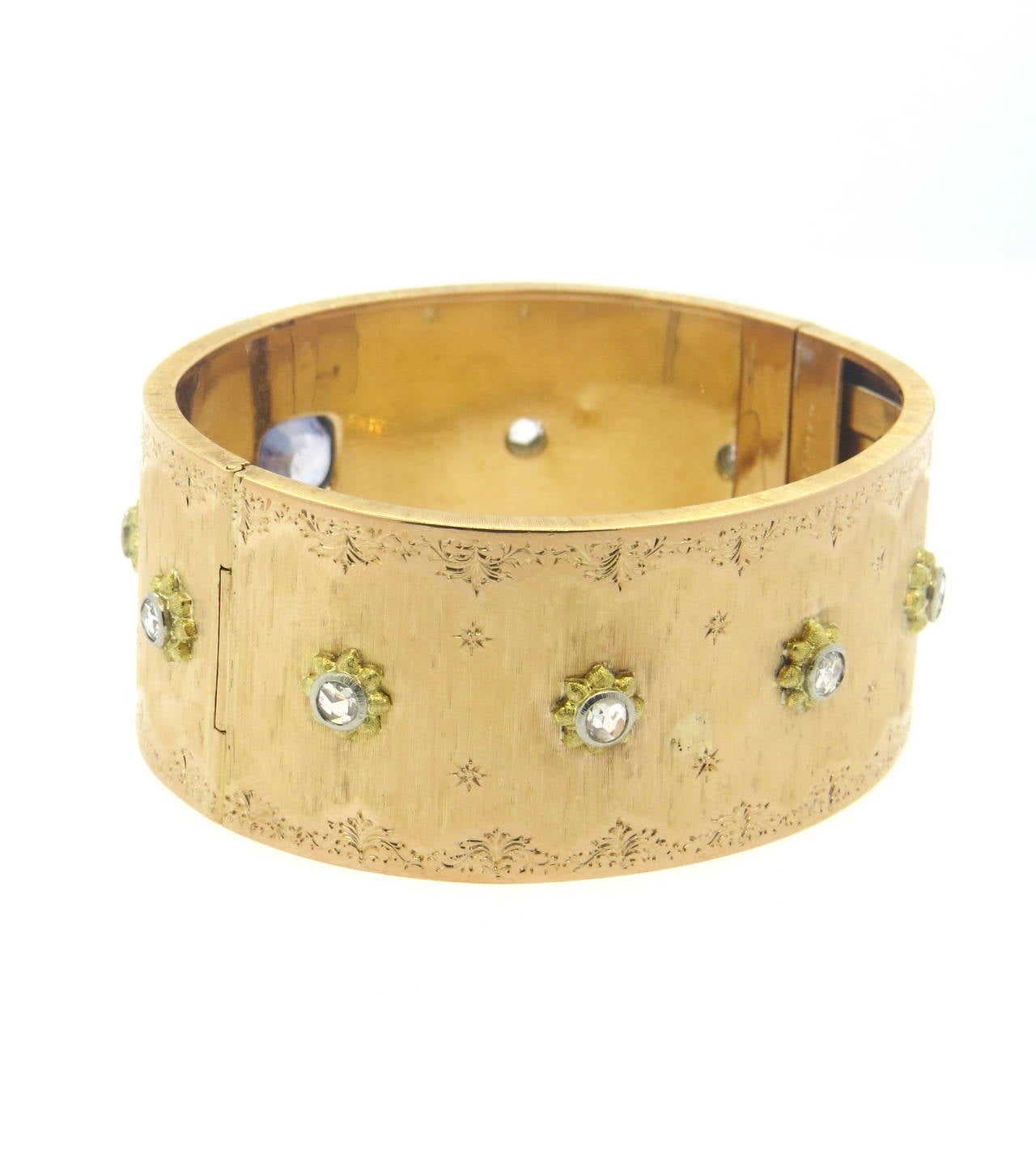 Women's Important Buccellati Diamond Sapphire Gold Bangle Bracelet
