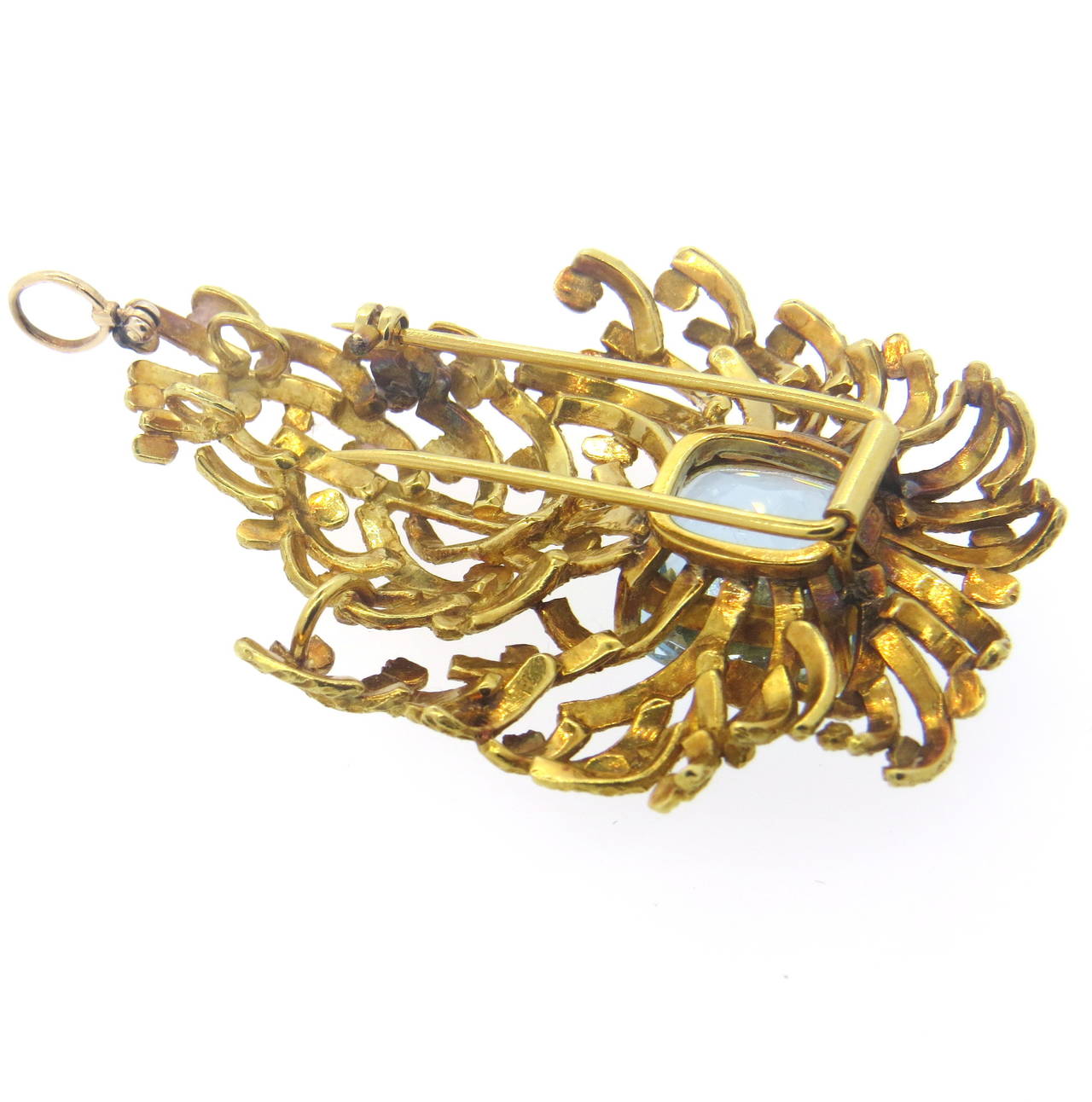 1960s Aquamarine Gold Brooch Pendant 1