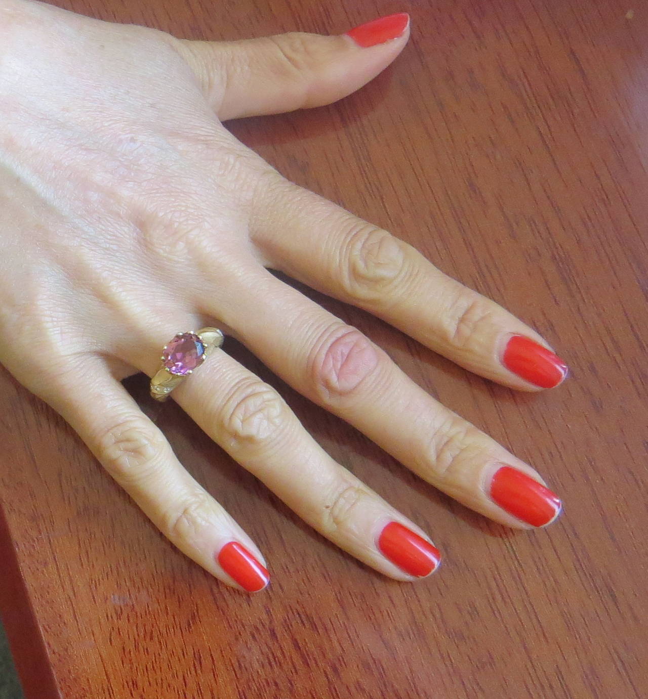 Women's Pedro Boregaard Pink Tourmaline Diamond Gold Ring