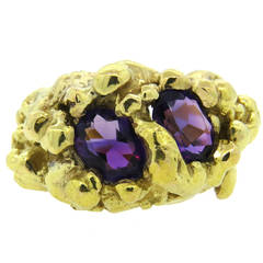 1970s Amethyst Gold Free Form RIng