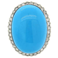 Oval Turquoise Diamond Gold Ring Oval Turquoise Diamond Gold Ring