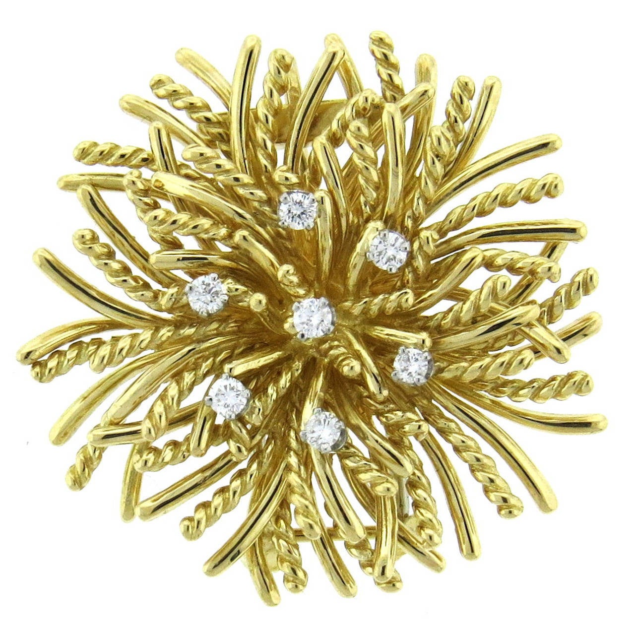 Tiffany 
Co. Diamond Gold Anemone Brooch Pendant