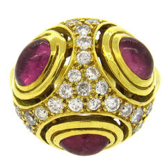 Pink Tourmaline Diamond Gold Ring