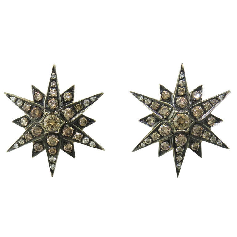 Large H Stern Gold Fancy Diamond Star Earrings at 1stDibs | h stern ...