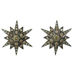 Large H Stern Gold Fancy Diamond Star Earrings