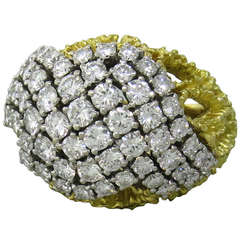 1970s Diamond Gold Pencil Shaving Cocktail Dome Ring