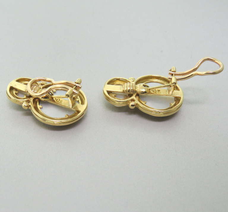 Women's Elizabeth Locke Intaglio Venetian Glass Moonstone Gold Earrings