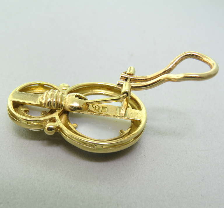 Elizabeth Locke Intaglio Venetian Glass Moonstone Gold Earrings 1