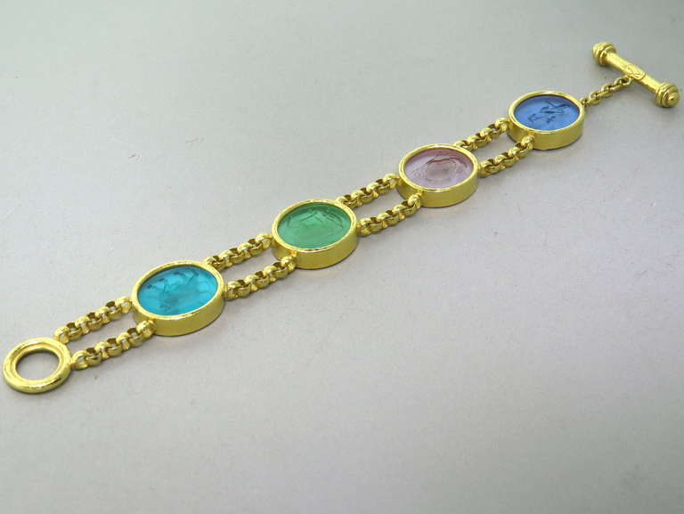Elizabeth Locke Venetian Glass Intaglio “Large Oval Animals” Bracelet