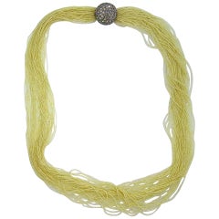 Stunning Seed Pearl Multi Strand Necklace with Diamond Gold Clasp