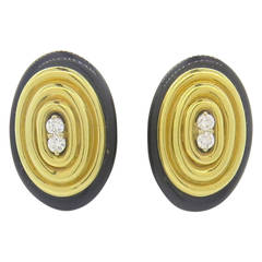 Emis Onyx Diamond Gold Earrings
