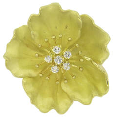 Tiffany & Co. Diamond Gold Wild Rose Flower Brooch