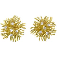 Diamond Gold Anemone Earrings
