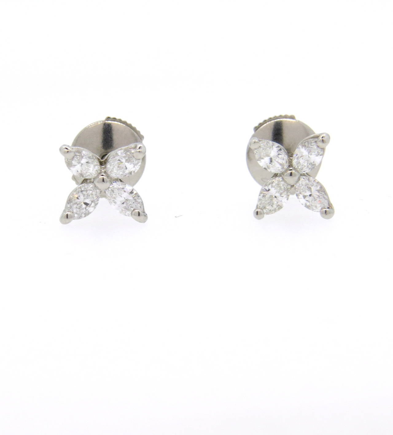 Tiffany and Co. Victoria Diamond Platinum Earrings at 1stDibs