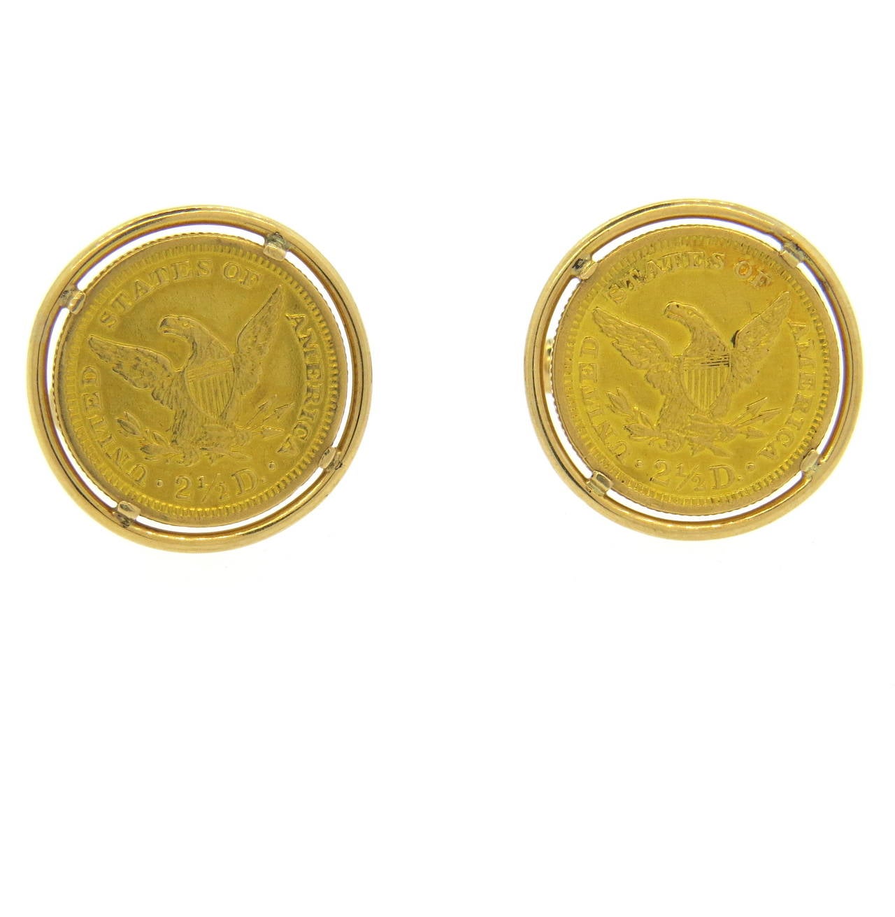 Men's 1904 US 2.5 Dollar Gold Coin Cufflinks