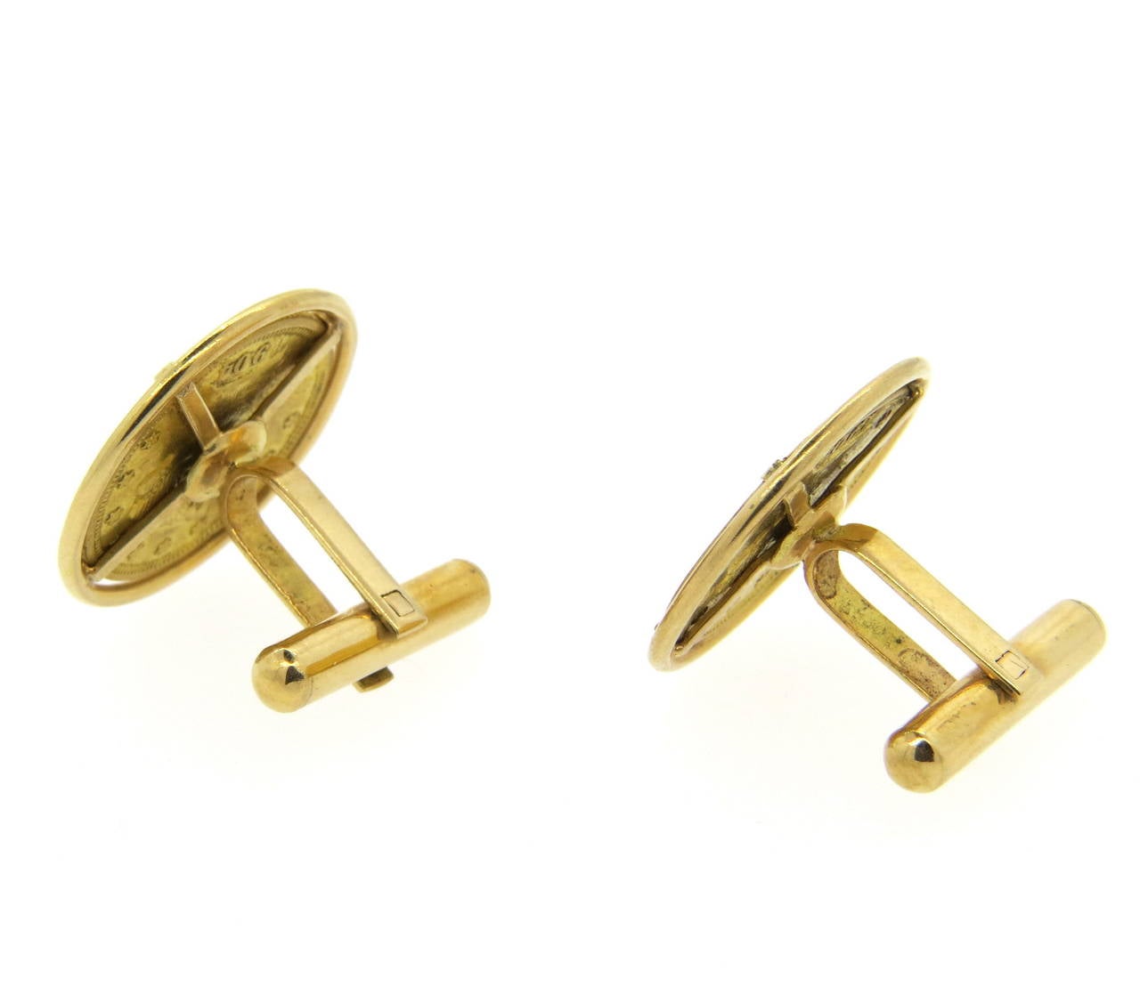 1904 US 2.5 Dollar Gold Coin Cufflinks In Excellent Condition In Lambertville, NJ