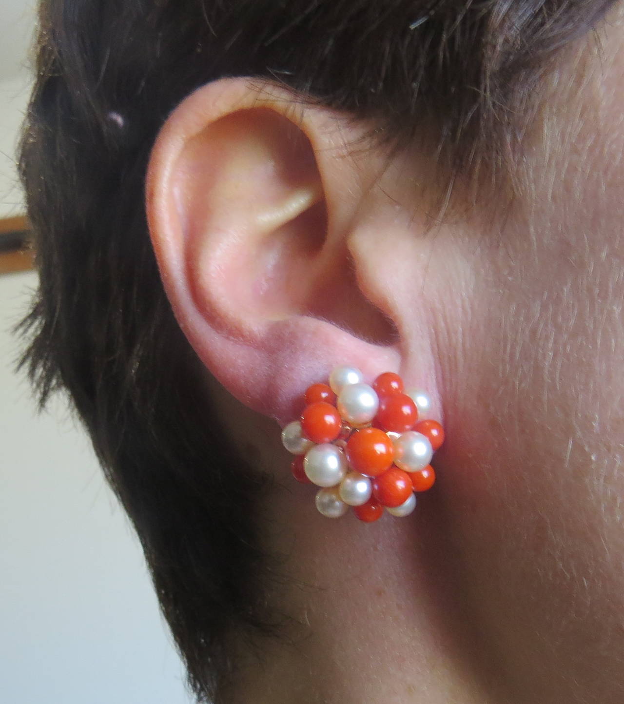 coral and pearl earrings