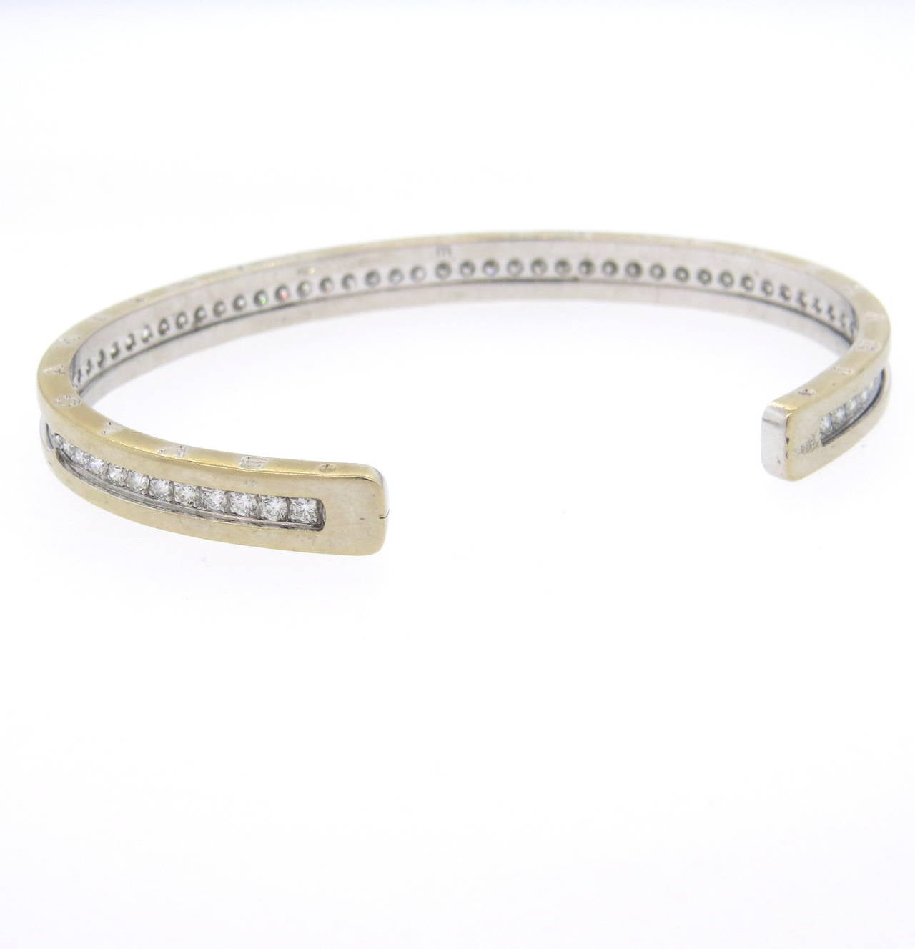 Bulgari B.zero1 Diamond Gold Cuff Bracelet In Excellent Condition In Lambertville, NJ