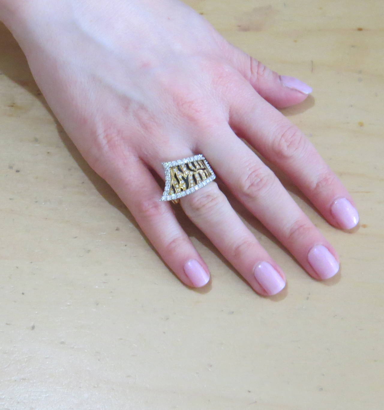 Women's Beautiful Black Enamel Diamond Gold Tiger Pattern Ring