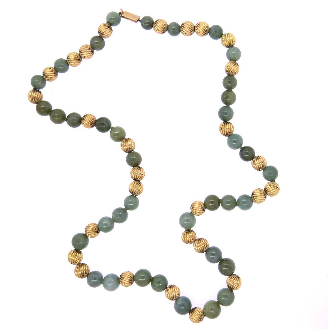 Gumps Jade Bead Gold Necklace