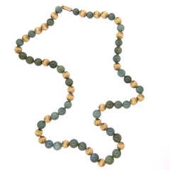 Collier de perles de jade de Gumps en or