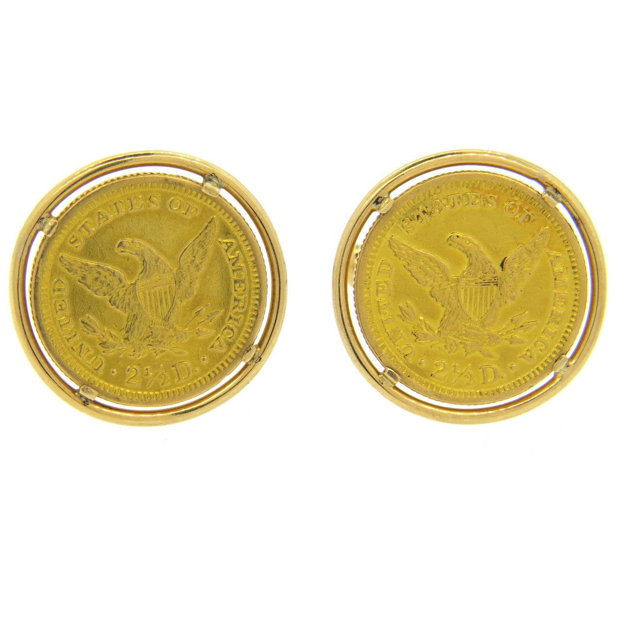1904 US 2.5 Dollar Gold Coin Cufflinks