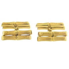 Classic Brushed Gold Bamboo Cufflinks