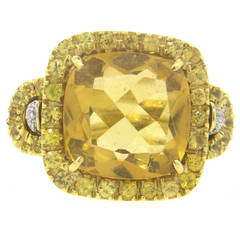 Valente Citrine Yellow Sapphire Diamond Gold Ring