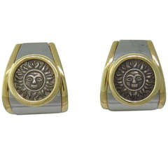 Marina B Gold Silver Sun Coin Earrings 12
