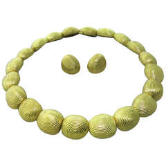 Angela Cummings Gold Necklace Earrings Suite