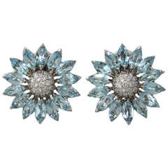 Asprey Daisy Heritage Aquamarine Diamond Earrings