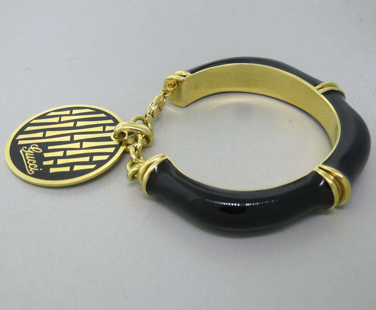 Gucci Gold Bamboo Charm Bracelet In Excellent Condition In Lambertville, NJ