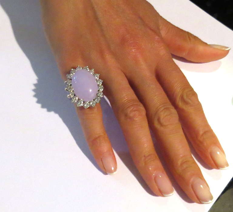 Women's Gold Lavender Jadeite Jade Diamond Cocktail Ring