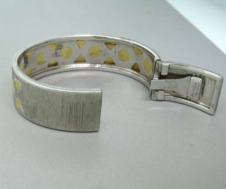 Women's Classic Buccellati Geminato Silver Gold Cuff Bracelet