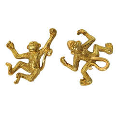 Whimsical Mish N.Y. Gold Monkey Banana Cufflinks