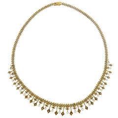 Antique Pearl Gold Fringe Necklace