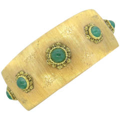 Buccellati Cabochon Emerald Gold Cuff Bracelet