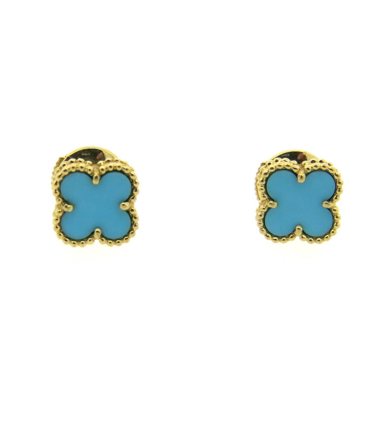 Van Cleef and Arpels Sweet Alhambra Turquoise Gold Earrings at 1stDibs ...