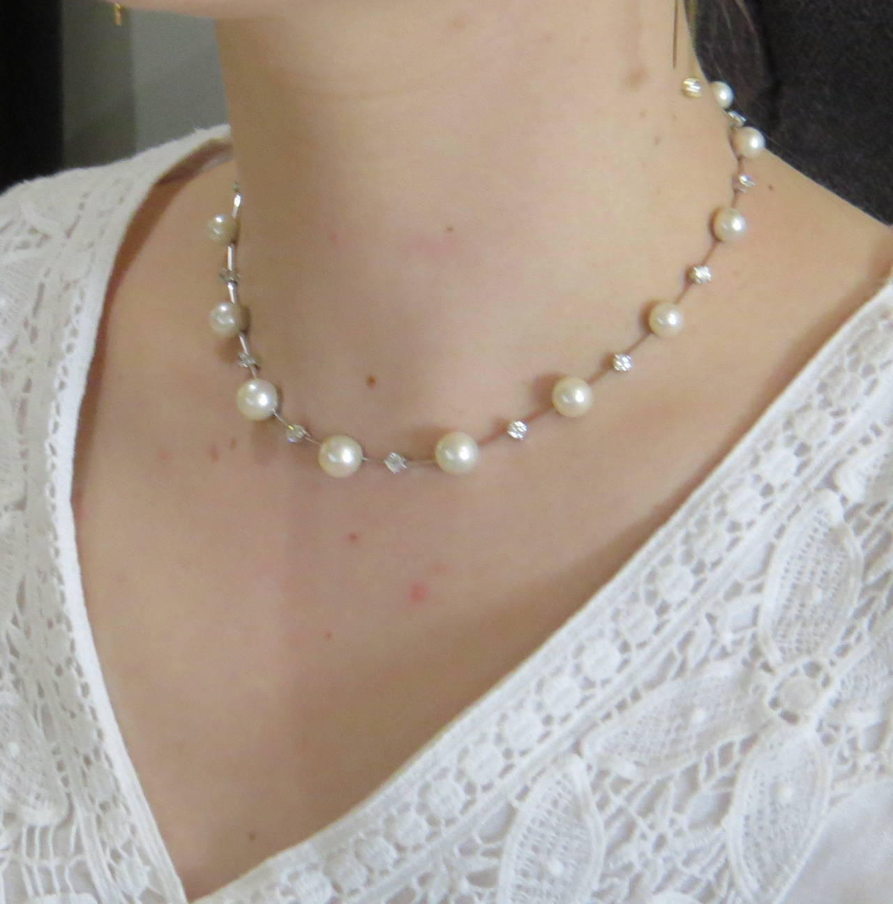 Fine Gold Diamond Graduated South Sea Pearl Necklace at 1stDibs