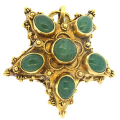 Gem Cabochon Gold Star Charm Pendant