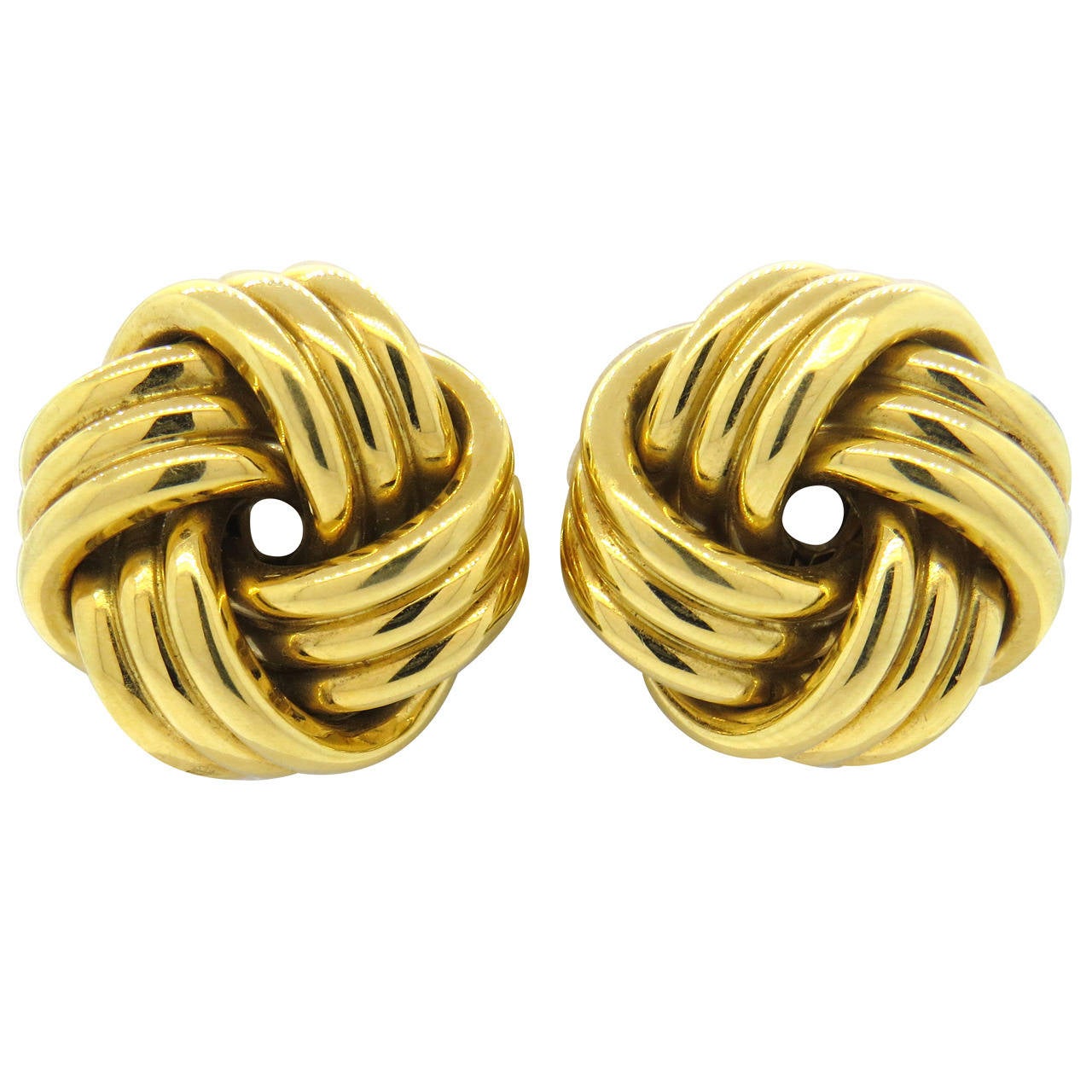 Large Tiffany and Co. Gold Knot Earrings at 1stDibs