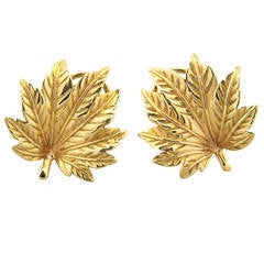 Mish New York Leaf Motif Gold Earrings