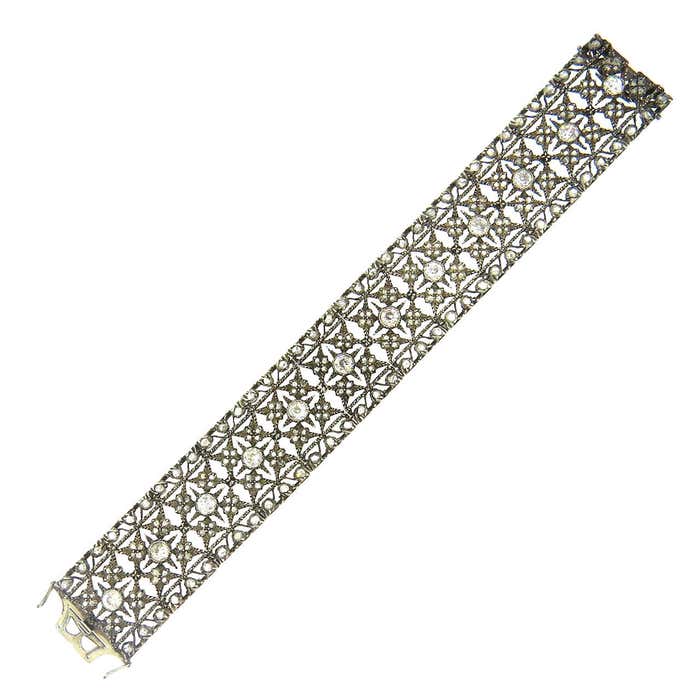 Impressive Mario Buccellati Diamond Silver Gold Bracelet For Sale at ...