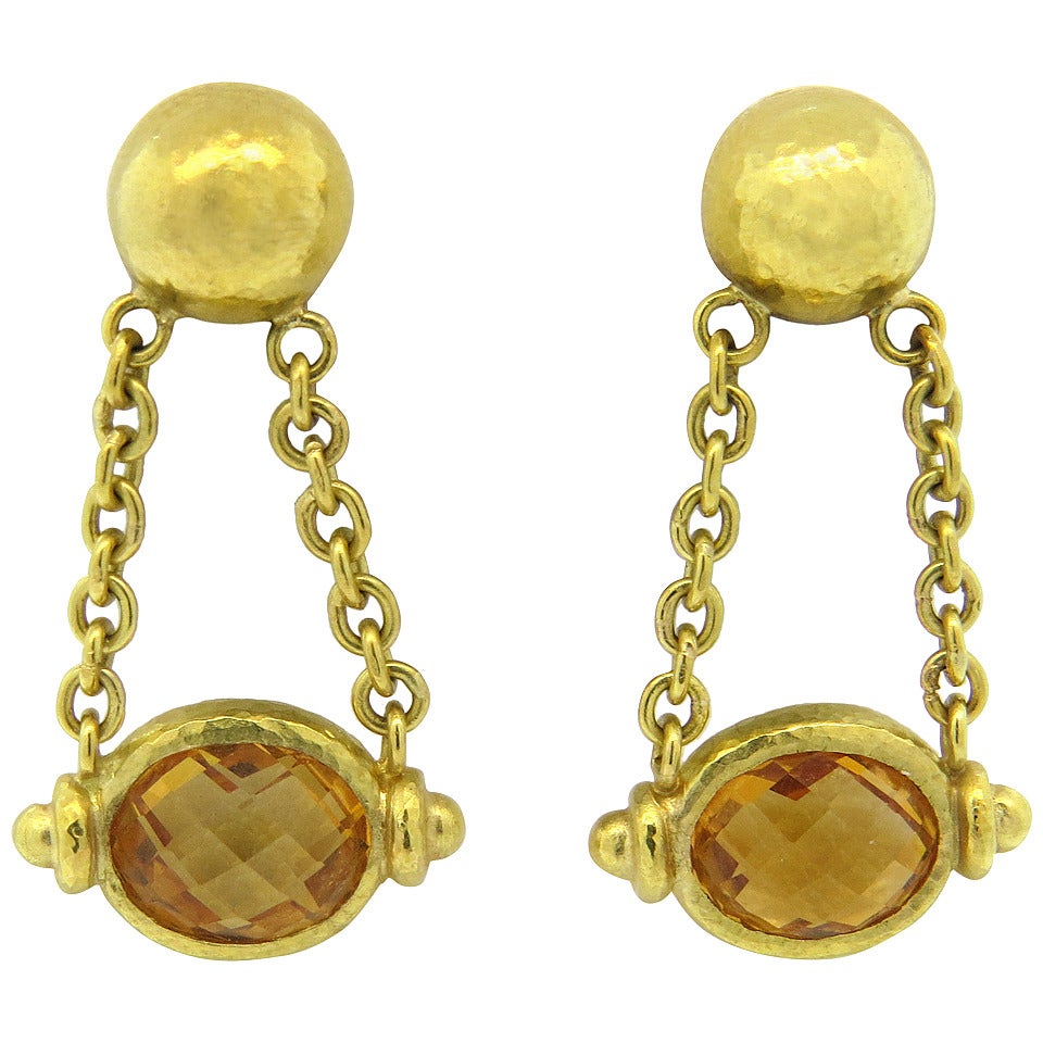 Elizabeth Locke Gold Citrine Earrings