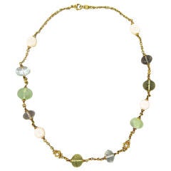 Judith Ripka Gold Pearl Multicolor Quartz Necklace