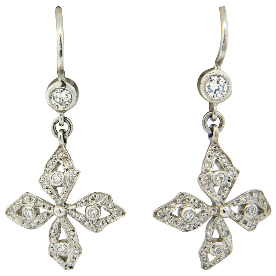 Cathy Waterman Platinum Diamond Earrings