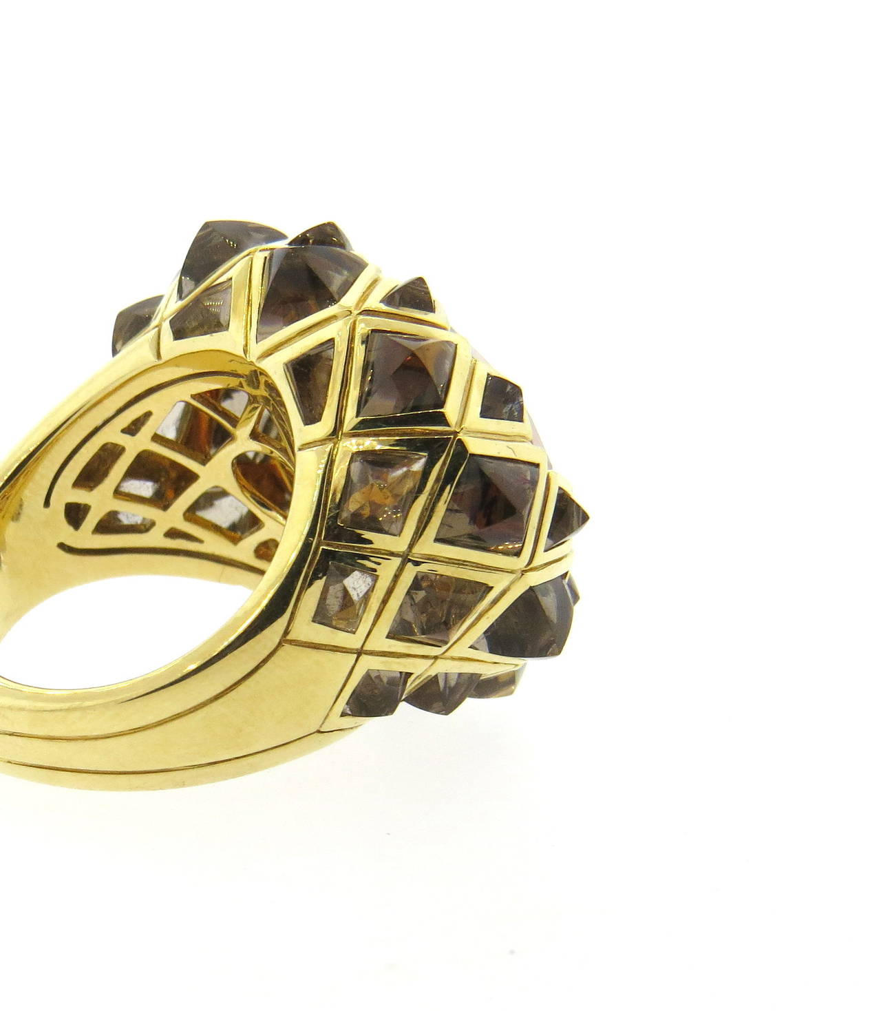 Stephen Webster Limited Edition Armadillo Citrine Quartz Gold Ring In Excellent Condition In Lambertville, NJ