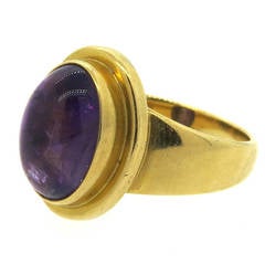 Georg Jensen Gold Amethyst Cabochon Ring